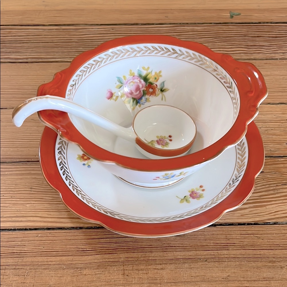 Noritake‎ Orange and White Floral Serveware Set